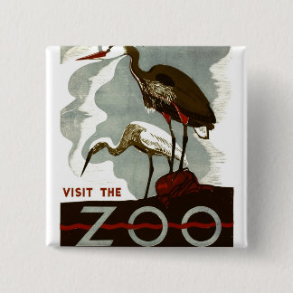 Bóton Quadrado 5.08cm Visite o jardim zoológico - o poster de WPA -
