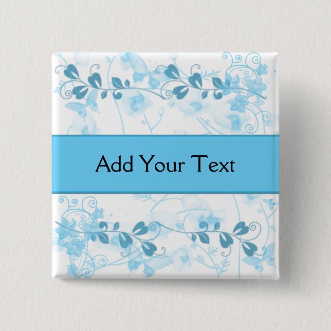 Bóton Quadrado 5.08cm Visões da borboleta no azul (Frente)