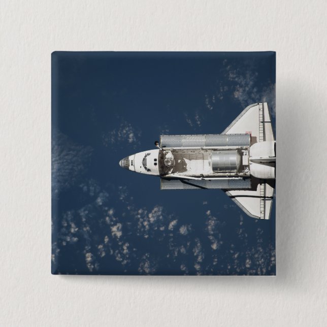 Bóton Quadrado 5.08cm Vista aérea da descoberta de ônibus espaciais 3 (Frente)
