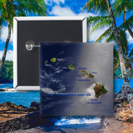 Bóton Quadrado 5.08cm Vista aérea das ilhas havaianas