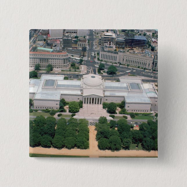 Bóton Quadrado 5.08cm Vista aérea do National Gallery da arte (Frente)