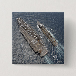 Bóton Quadrado 5.08cm Vista aérea do porta-aviões USS Ronald Reag