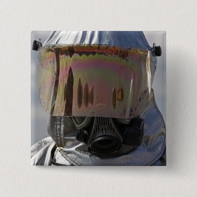 Bóton Quadrado 5.08cm Vista aproximada de um bombeiro (Frente)