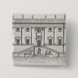 Bóton Quadrado 5.08cm Vista da fachada de Palazzo Senatorio na praça