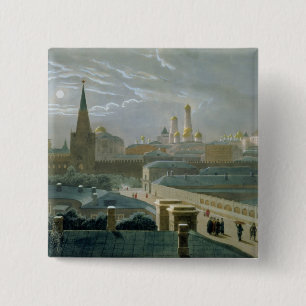 Bóton Quadrado 5.08cm Vista da Moscovo Kremlin, 1840's