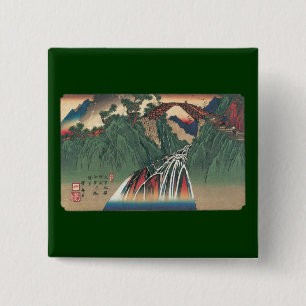 Bóton Quadrado 5.08cm Vista da ponte sobre o rio Ina, Nojiri por Hiroshi