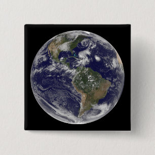 Bóton Quadrado 5.08cm Vista da Terra do cheio e quatro sistemas de tempe