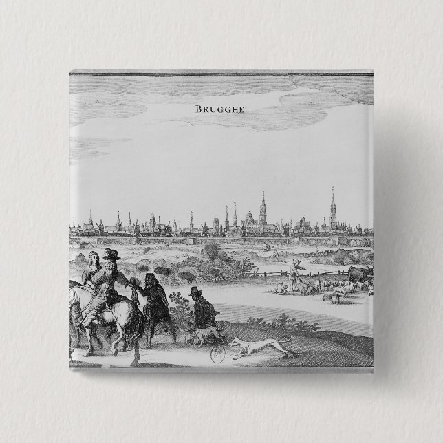 Bóton Quadrado 5.08cm Vista de Bruges (Frente)