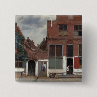 Bóton Quadrado 5.08cm Vista de casas em Delft The Little Street