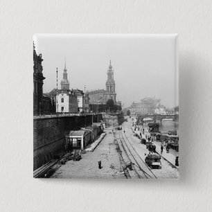 Bóton Quadrado 5.08cm Vista de Dresden do Bruehlsche Terrasse