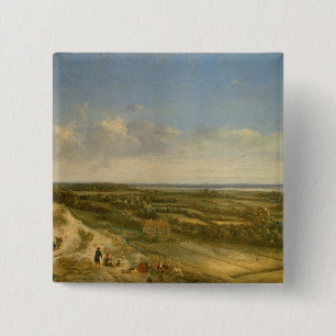 Bóton Quadrado 5.08cm Vista de Haarlem das dunas (óleo em canvas)