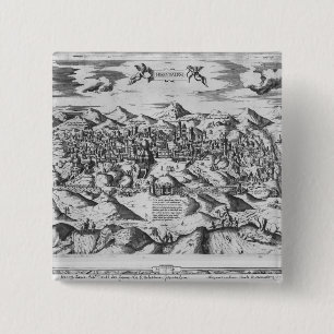 Bóton Quadrado 5.08cm Vista de Jerusalem, 1570?