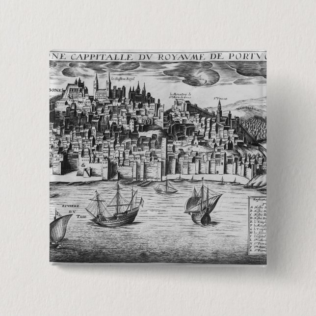 Bóton Quadrado 5.08cm Vista de Lisboa (Frente)
