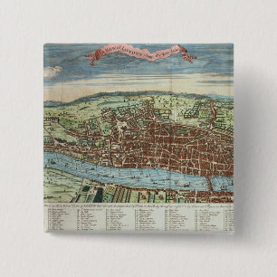 Bóton Quadrado 5.08cm Vista de Londres, c.1560