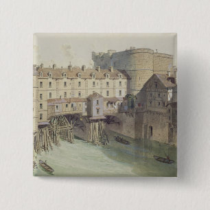 Bóton Quadrado 5.08cm Vista de pequeno Chatelet e do pequeno Pont