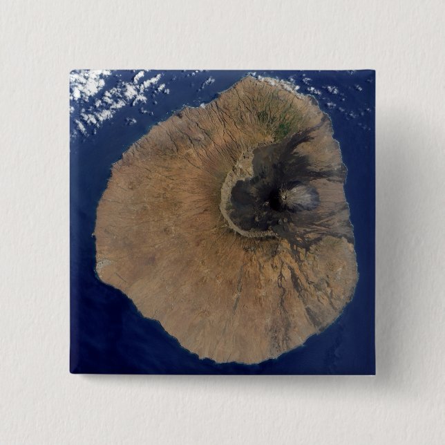 Bóton Quadrado 5.08cm Vista de satélite do Monte Fogo (Frente)