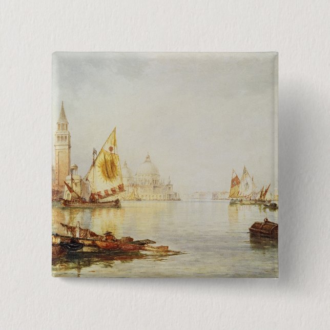 Bóton Quadrado 5.08cm Vista de Veneza (Frente)