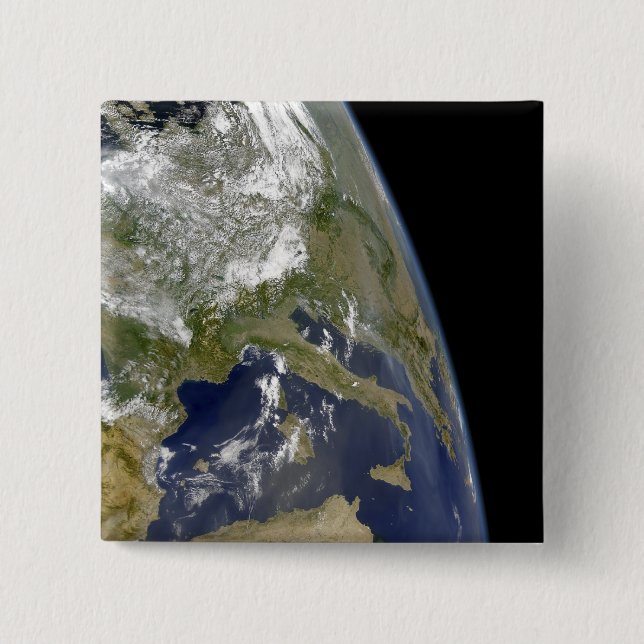 Bóton Quadrado 5.08cm Vista do Mediterrâneo Ocidental (Frente)