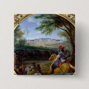 Bóton Quadrado 5.08cm Vista do palácio de Versalhes em 1669
