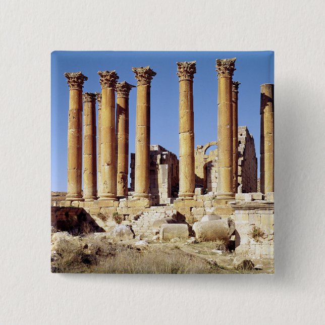 Bóton Quadrado 5.08cm Vista do Templo de Ártemis, ANÚNCIO c.386 (Frente)