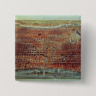 Bóton Quadrado 5.08cm Vista geral de Philadelphfia, 1875