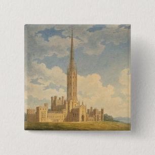 Bóton Quadrado 5.08cm Vista noroeste da abadia de Fonthill (w/c no