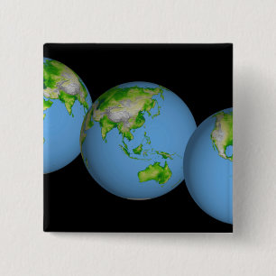 Bóton Quadrado 5.08cm Vistas topográficas do mundo