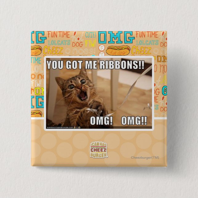 Bóton Quadrado 5.08cm Você obteve-me fitas!! (Frente)