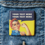 Bóton Quadrado 5.08cm Você Pode Fazê-Lo Rosie, O Feminista Da Ribeira<br><div class="desc">Você Pode Fazer Isso Rosie O Botão Feminista do Rodízio - Este botão/crachá sensacional tem um design baseado no legal "Nós Podemos Fazer!" Poster de propaganda americana. Associado a Rosie, o Ribeirinho, que foi fundamental para a entrada das mulheres na mão de obra industrial remunerada durante a Segunda Guerra Mundial....</div>