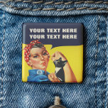 Bóton Quadrado 5.08cm Você Pode Fazê-Lo Rosie, O Feminista Da Ribeira<br><div class="desc">Você Pode Fazer Isso Rosie O Botão Feminista do Rodízio - Este botão/crachá sensacional tem um design baseado no legal "Nós Podemos Fazer!" Poster de propaganda americana. Associado a Rosie, o Ribeirinho, que foi fundamental para a entrada das mulheres na mão de obra industrial remunerada durante a Segunda Guerra Mundial....</div>