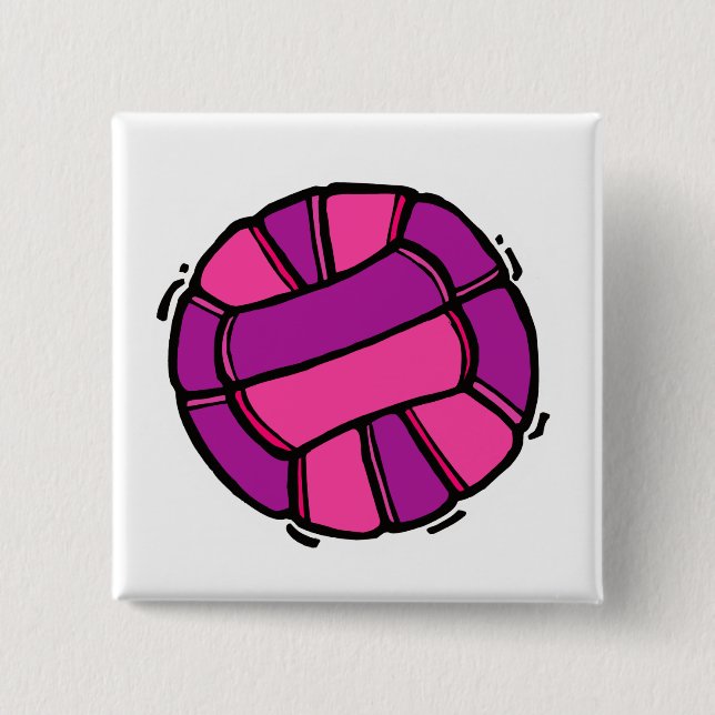 Bóton Quadrado 5.08cm Voleibol cor-de-rosa & roxo (Frente)