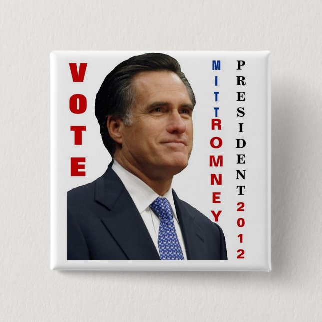 Bóton Quadrado 5.08cm Votação Mitt Romney 2012 Botão Pinback (Frente)