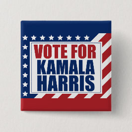 Bóton Quadrado 5.08cm Vote em Kamala Harris Flag Americano