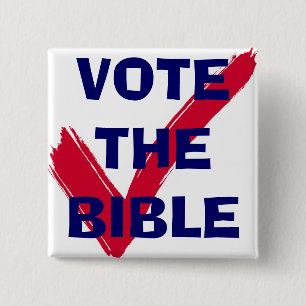 BÓTON QUADRADO 5.08CM VOTE O BOTÃO DA BÍBLIA