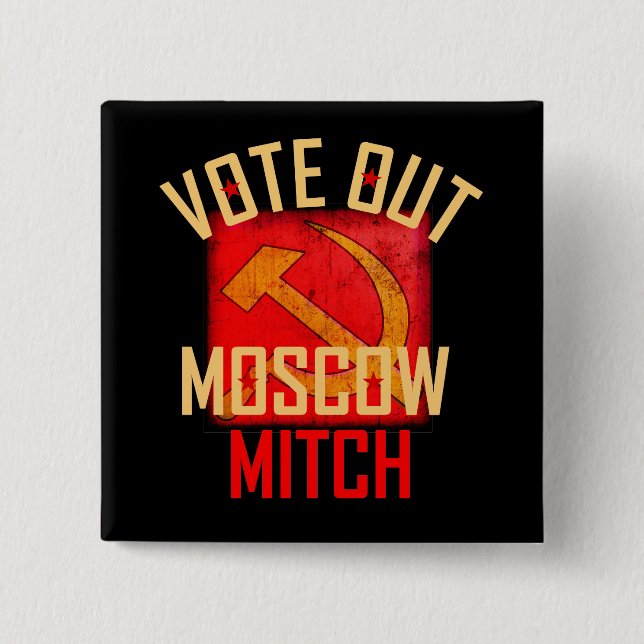 Bóton Quadrado 5.08cm Vote para fora Moscovo Mitch (Frente)