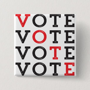 Bóton Quadrado 5.08cm VOTO - botão quadrado