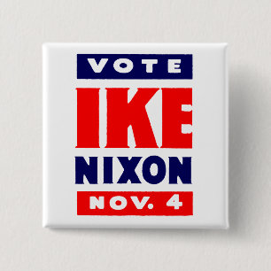Bóton Quadrado 5.08cm Voto Ike, Nixon em 1952