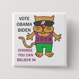 BÓTON QUADRADO 5.08CM VOTO LEGAL OBAMA DOS GATOS