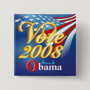 Bóton Quadrado 5.08cm Voto Obama - botão da campanha