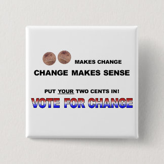 Bóton Quadrado 5.08cm Voto para a mudança 2008