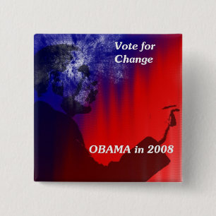 Bóton Quadrado 5.08cm Voto para a mudança em 2008