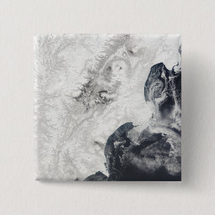 Bóton Quadrado 5.08cm Vulcões na Península Central de Kamchatka