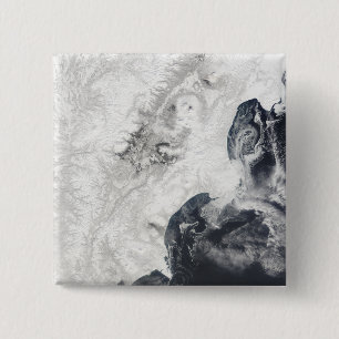 Bóton Quadrado 5.08cm Vulcões na península de Kamchatka central