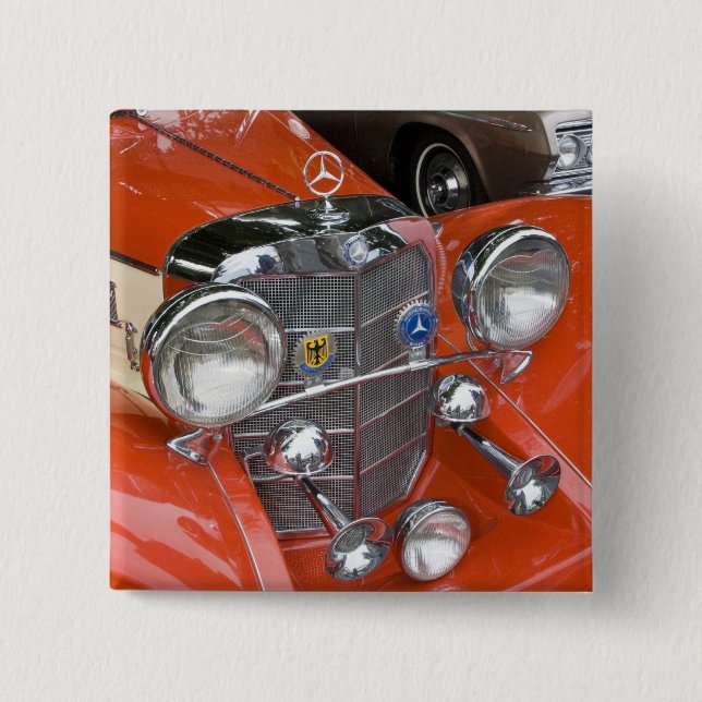 Bóton Quadrado 5.08cm WA, Seattle, automóvel alemão clássico (Frente)