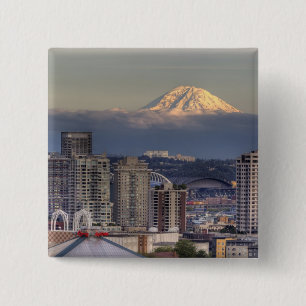 Bóton Quadrado 5.08cm WA, Seattle, Monte Rainier do Parque Kerry