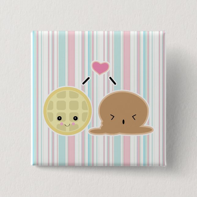 Bóton Quadrado 5.08cm waffle e amor sorvete (Frente)