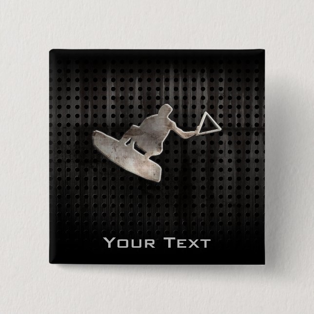 Bóton Quadrado 5.08cm Wakeboarder; Preto legal (Frente)