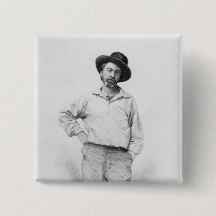 Bóton Quadrado 5.08cm Walt Whitman, frontispiece 'às folhas de
