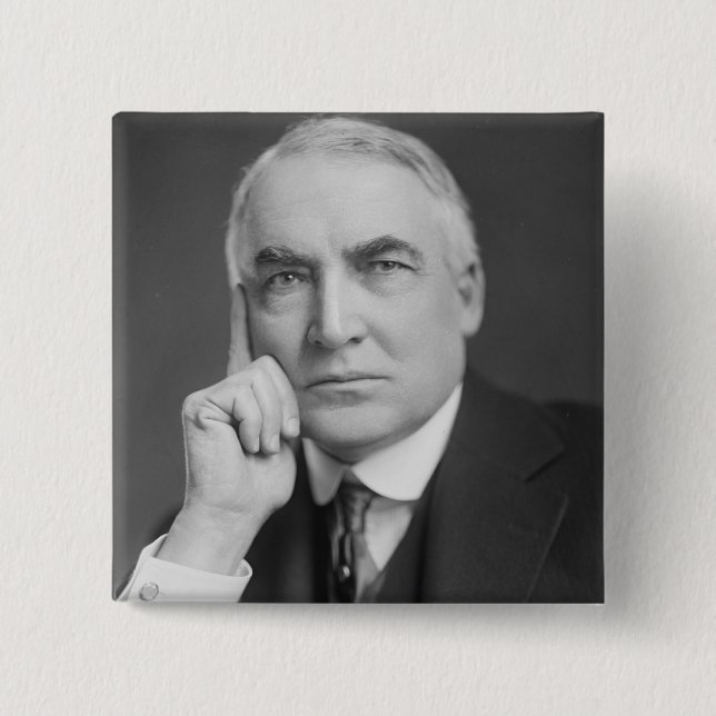 Bóton Quadrado 5.08cm Warren G. Harding (Frente)