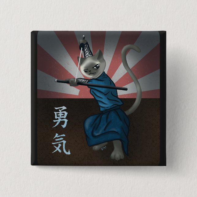 Bóton Quadrado 5.08cm Warrior Kitten (Frente)